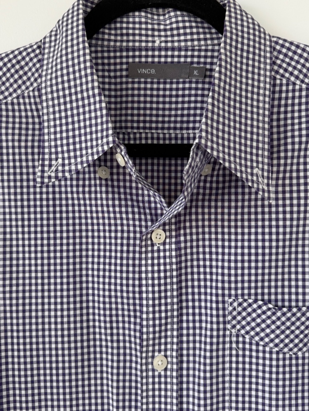 Vince Navy Gingham Check Long Sleeve Shirt- Size XL